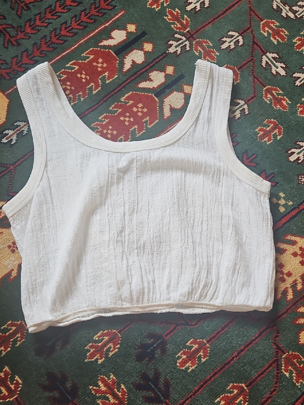Vintage White Cotton Gauze Crop Tank Top